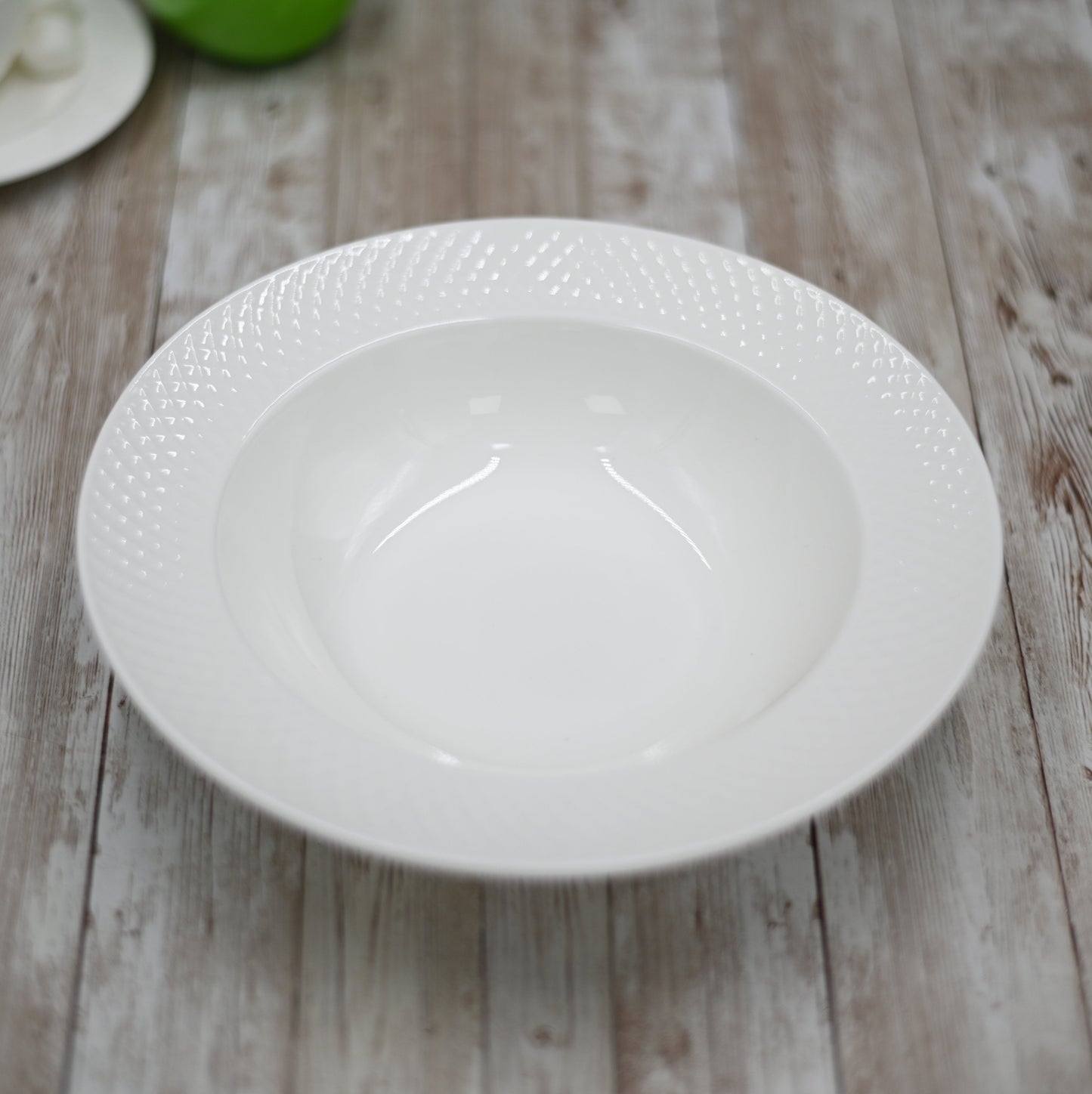 18 Piece Set- 6 Porcelain Deep Plate Dinnerware/ 6 Dinner Plates/ 6 Dinner Spoons