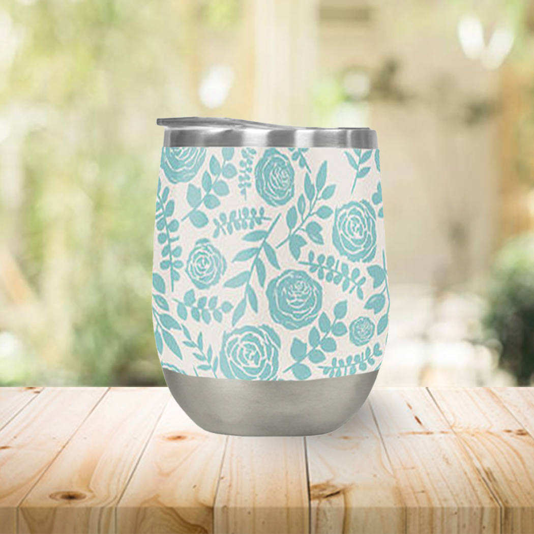 Baby Blue Floral Tumbler