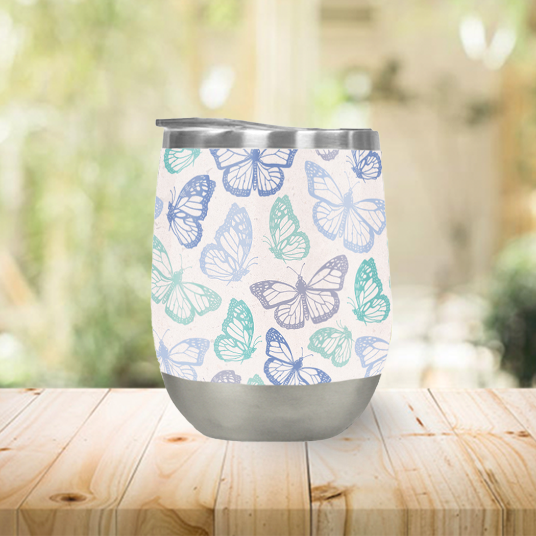 Purple and Green Butterfly Tumbler
